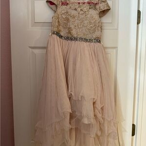 Rare Editions Cream and Gold Formal Kids Dress